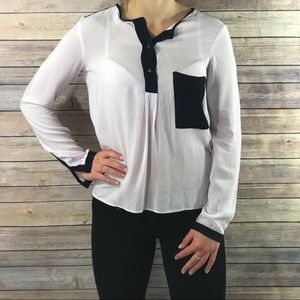 Zara Basic Long Sleeve Button Blouse Size Small